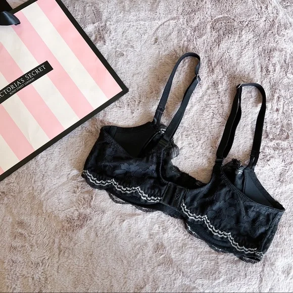 victoria's secret | demi padded lace bra with metallic accents 34B - Picture 2 of 4